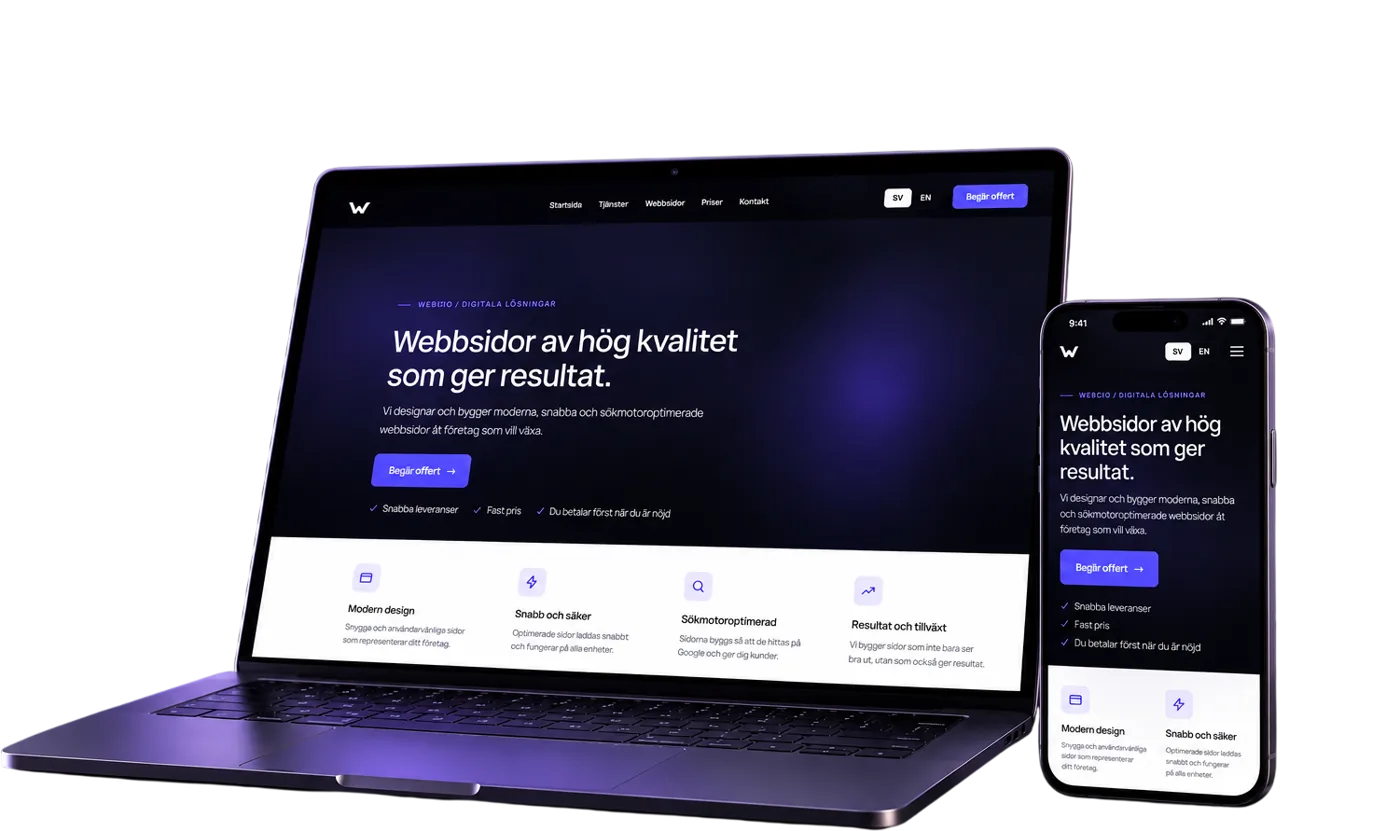 Webico websites on laptop and phone
